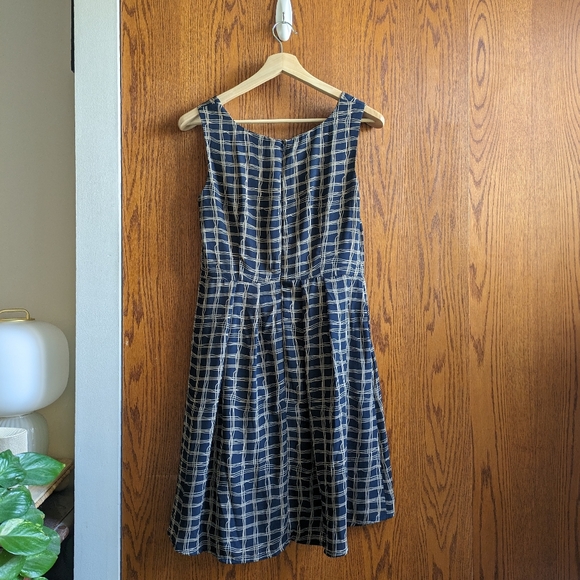 EUC Birds of North America Huet Huet dress Navy Crosshatch Size 10 - Picture 3 of 4